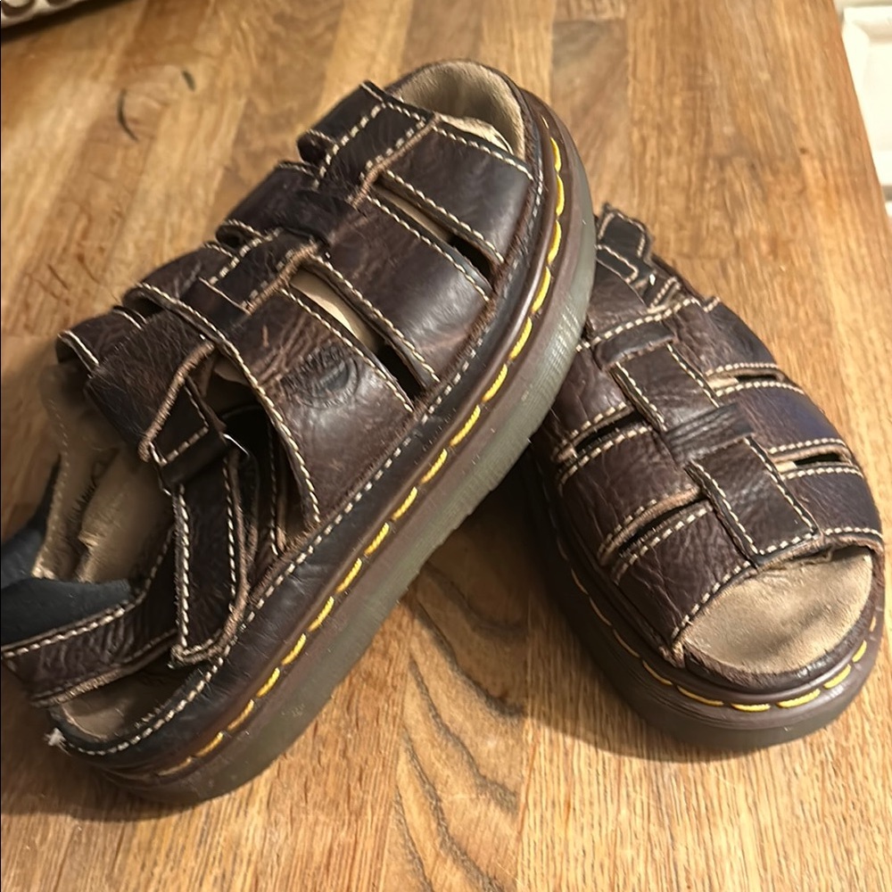 Dr Martens Air Wair Brown Sandals with Thick Straps and Durable Sole